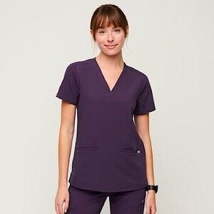 FIGS XXS PURPLE SHADOW SCRUB TOP